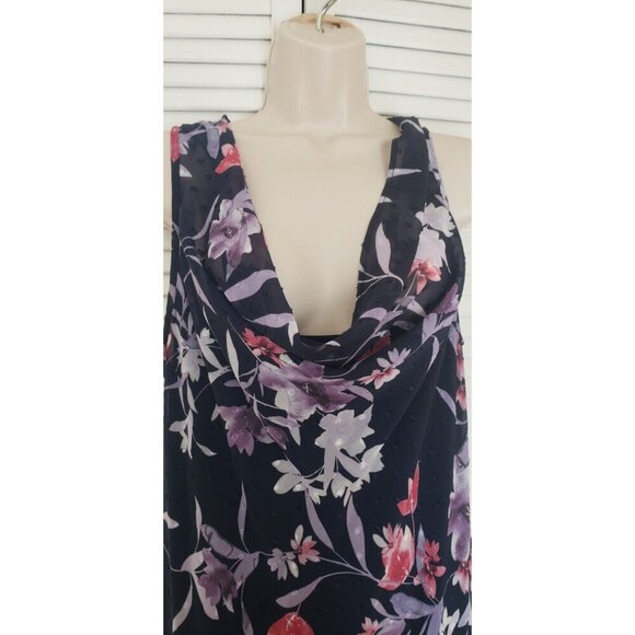NEW CONNECTED APPAREL FLORAL CHIFFON HANDKERCHIEF HEM MIDI DRESS SZ 16 - Picture 4 of 7
